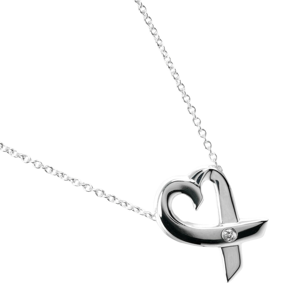 Tiffany Co Loving Heart Necklace Sterling Silver Diamond
